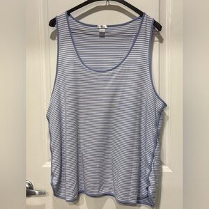 LAKE Pima Cotton Striped Pajama Tank Top Hydrangea XL